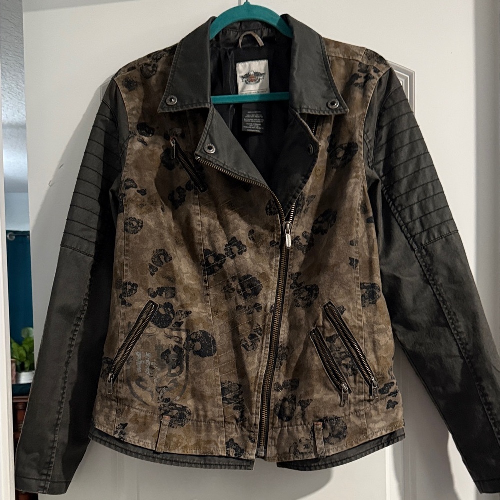 Harley-Davidson Black and Brown Skull Leather Jacket